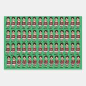 Grappige Custom Face Foto Elf Kerstmis Inpakpapier Vel (Voorkant 2)