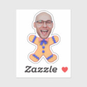 Grappige Custom Face Foto Gingerbread Mannen Kerst Sticker (Vel)