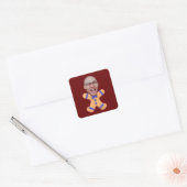 Grappige Custom Face Foto Gingerbread Mannen Kerst Vierkante Sticker (Envelop)
