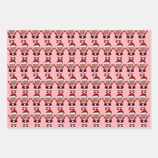 Grappige Custom Face Foto Santa Head Trump Roze Inpakpapier Vel (Voorkant 3)