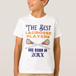 Grappige Custom Lacrosse Geboorte Jaar Verjaardag T-shirt