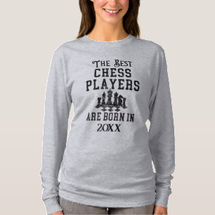 Grappige Custom Schaakspeler Geboorte Jaar Verjaar T-shirt