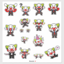 Grappige Cute Clown Uitdrukkingen Sticker Pakket