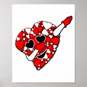 Grappige Cute Dabbing Rode Witte Hartjes Valentijn Poster