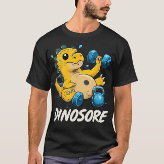 Grappige Cute Dinosaur Workout Gym Fitness Gewicht T-shirt
