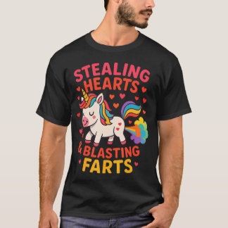 Grappige Cute Eenhoorn Die Hartendiefstal Blaast T-shirt
