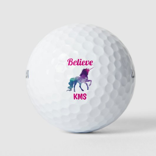 Grappige Cute Eenhoorn Monogram Beginletters Golfballen (Voorkant)