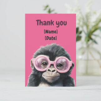 Grappige Cute Gorilla Persoonlijke Naam & Datum Bedankkaart