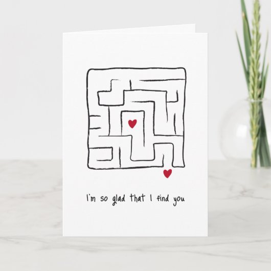 Grappige Cute handgetekende Doolhof Valentijnsdag Feestdagen Kaart (Voorkant)