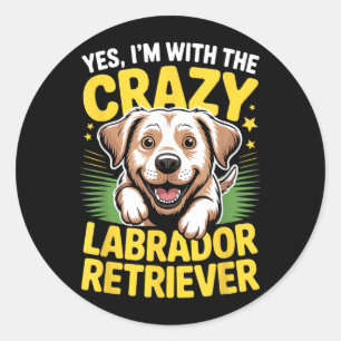 Grappige Cute Huisdier Hond Met De Crazy Labrador Ronde Sticker