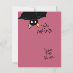 Grappige Cute Je Bent Fangtastisch Vleermuis Pun Notitiekaartje