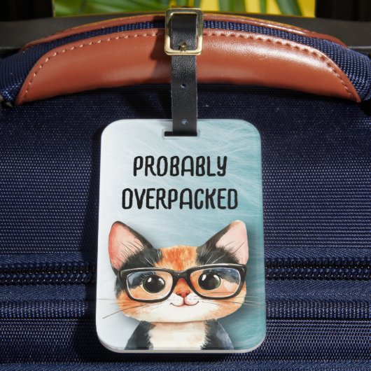 Grappige Cute Kat Bagagelabel (Voorkant Insitu 2)