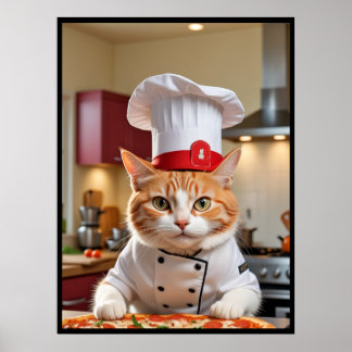 Grappige Cute Kat Met een Pizza Poster