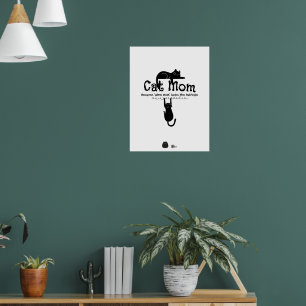 Grappige Cute Kat Wijn Moeder Citaat Typografie Ca Poster