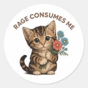 Grappige Cute Kitten Woede Verteert Me Ronde Sticker