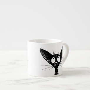 Grappige Cute Kleine Zwarte Kat Kunst Espresso Kop