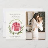 Grappige Cute Lelijke Trui Rood Groen Foto Kerstmi Feestdagenkaart (Voorkant)