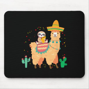 Grappige Cute Luiaard En Lama Met Taco En Mexicaan Muismat