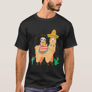 Grappige Cute Luiaard En Lama Met Taco En Mexicaan T-shirt