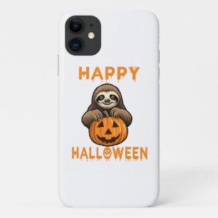 Grappige Cute Luiaard met Pompoen iPhone 11 Hoesje