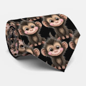 Grappige Cute Monkey Kawaii Nekdas Stropdas (Opgerold)