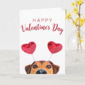 Grappige Cute Valentijnsdag Hond Hart Hoofdband Kaart (Gele Bloem)
