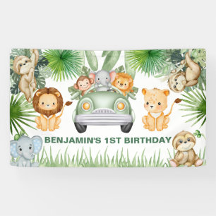 grappige Cute Wilde Jungle Safari Dieren Verjaarda Spandoek