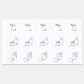 Grappige Cute Witte Kat Doodle Karakter Labels (Vel)