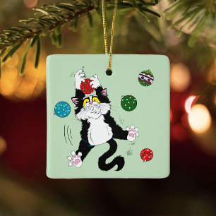 Grappige Cute Zwarte Witte Tuxedo Kat Vakantie Gro Keramisch Ornament