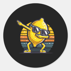 Grappige Dab Lemon Dancing Dabbing Retro Fruit 5 Ronde Sticker