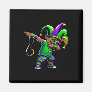 Grappige Dabbing Boy Mardi Gras Carnaval Parade Bo Magneet