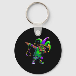 Grappige Dabbing Boy Mardi Gras Carnaval Parade Bo Sleutelhanger
