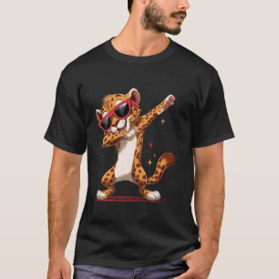Grappige Dabbing Cheetah Junglekat Dans Dier Prin T-shirt