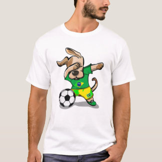 Grappige Dabbing Hond Brazilië Voetbal Jersey Braz T-shirt