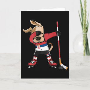 Grappige Dabbing Hond Servië IJshockey Fans T-Shir Kaart