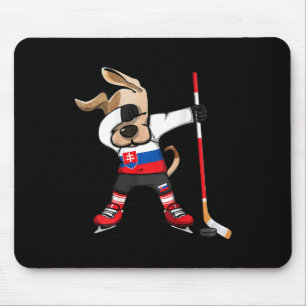 Grappige Dabbing Hond Slowakije IJshockey Fans T-s Muismat