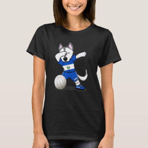Grappige Dabbing Husky Hond El Salvador Volleybal T-shirt