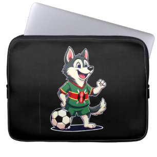 Grappige Dabbing Husky Hond Kenia Voetbal - Keniaa Laptop Sleeve