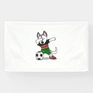 Grappige Dabbing Husky Hond Kenia Voetbal - Keniaa Spandoek