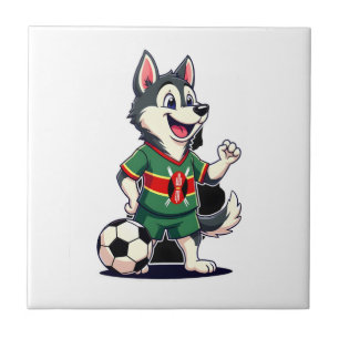 Grappige Dabbing Husky Hond Kenia Voetbal - Keniaa Tegeltje