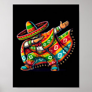 Grappige Dabbing Jongens Mexicaanse Poncho Cinco D Poster