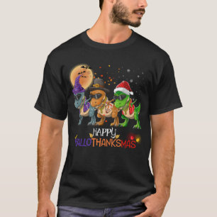 Grappige Dabbing Rapper Dinosaurus Happy HalloThan T-shirt