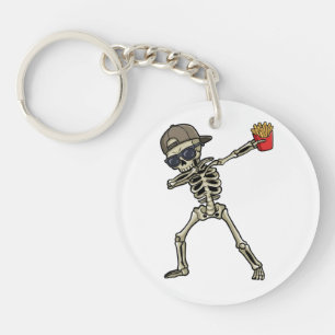 Grappige Dabbing Skelet Franse Frieten Leraar Cade Sleutelhanger