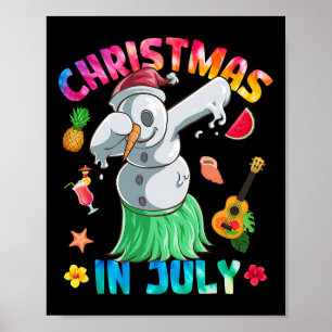 Grappige Dabbing Sneeuwman Kerstmis In Juli Tie Dy Poster