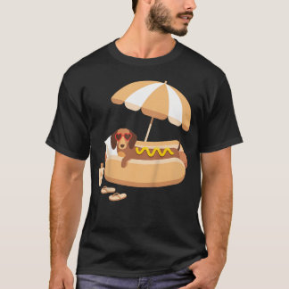 Grappige Dachshond Hotdog Zomer-Strand Wiener Hond T-shirt