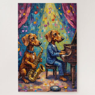 Grappige Dachshond Jazzband Muziek Hond Liefhebber Legpuzzel