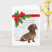 Grappige Dachshund Goed Meisje Kerstmis Kaart (Gele Bloem)