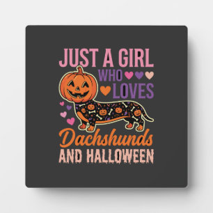 Grappige Dachshund Halloween Pompoen Hond Liefhebb Fotoplaat