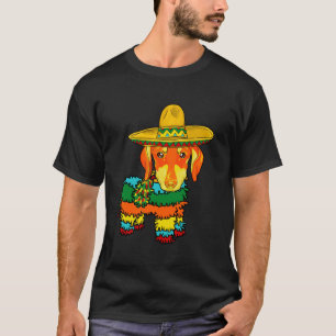 Grappige Dachshund-hond Pinata Met Sombrerohoed Ci T-shirt