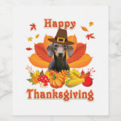 Grappige Dachshund-hond Thanksgiving Fall Herfst Wijn Etiket (Enkel label)